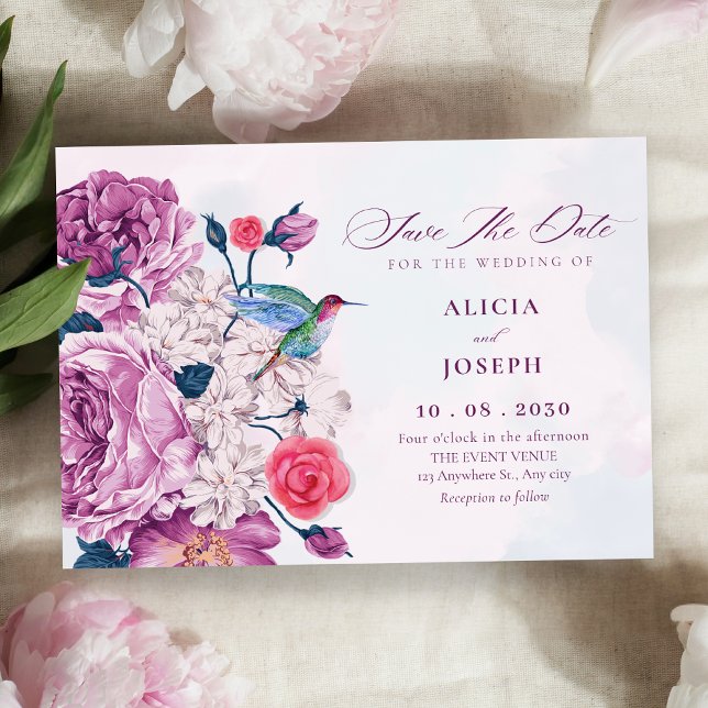 Save The Date Fleurs violettes fleurissent mariage (Créateur téléchargé)
