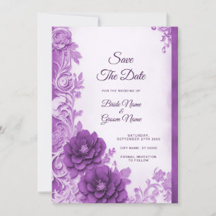 Save The Date Fleurs violettes Flore Économisez La Date