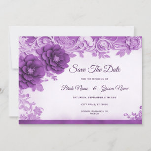Save The Date Fleurs violettes Flore Économisez La Date