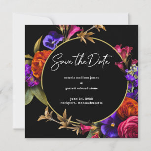 Save The Date Fleurs Violettes Roses Oranges