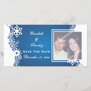 Save The Date Flocon de neige bleu blanc mariage d'hiver Enregis