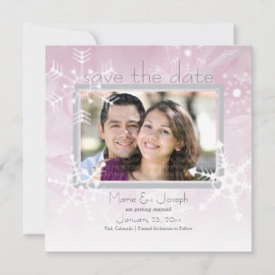 Save The Date Flocons de neige Sauvegarder la date: Rose d'hiver