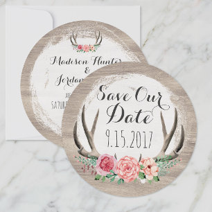 Save The Date Floral Antlers Mariage rustique Enregistrer La D