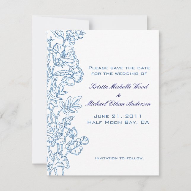 Save The Date Floral blanc/turquoise Enregistrer la date (Devant)