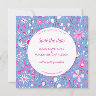 Save The Date Floral Bleu Mariage moderne