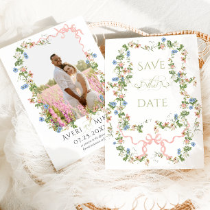 Save The Date Floral Bow Garden Rustique Élégant Mariage photo