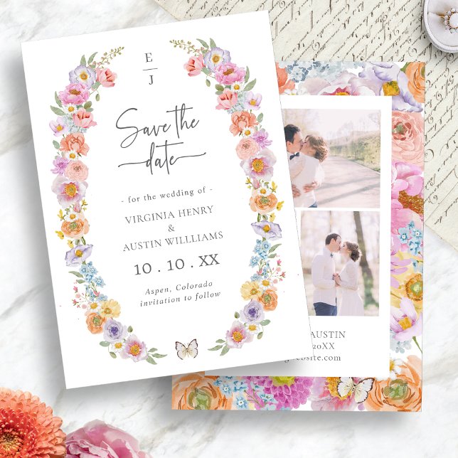 Save The Date Floral brillant (Bright Watercolor Floral Save The Date Card by Painted Paperie
)