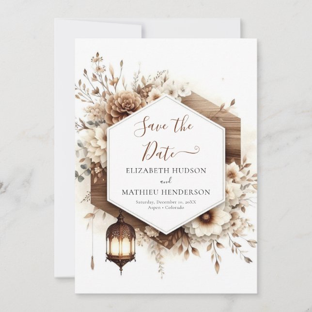 Save The Date Floral Classic Rustic Mariage (Devant)
