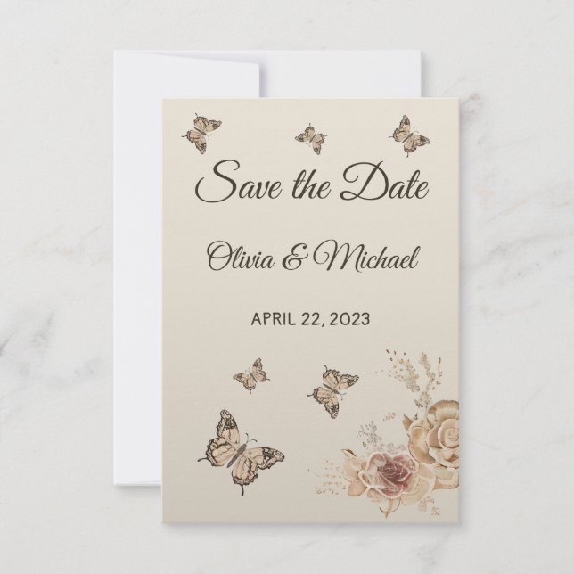 Save The Date Floral Coffee Crème élégant Boho Enregistrer la da (Devant)
