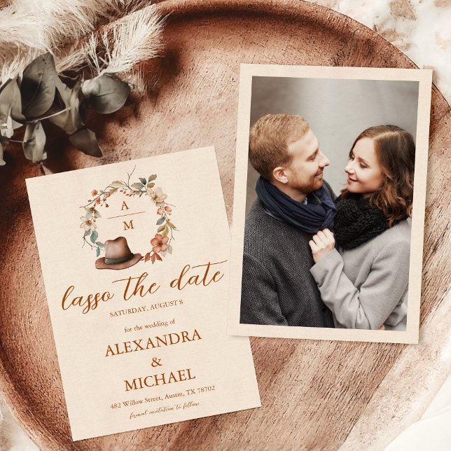 Save The Date Floral Crest Western Monogramme Mariage (Créateur téléchargé)