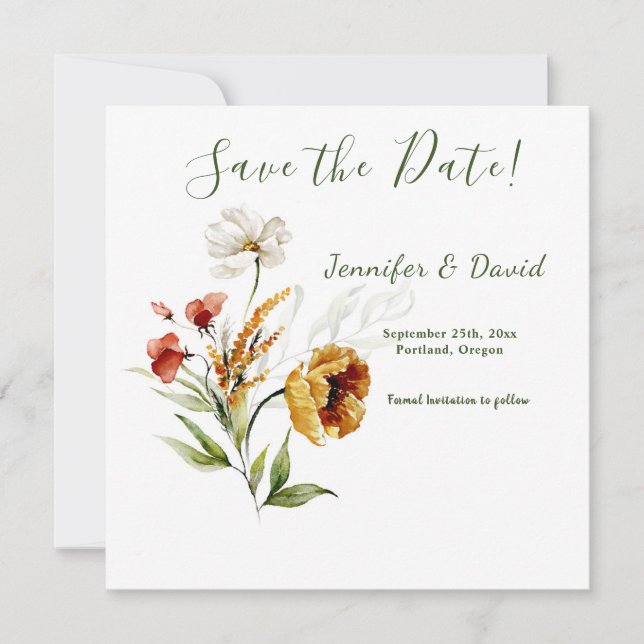 Save The Date Floral d'aquarelle hollandais Enregistrer la date  (Devant)