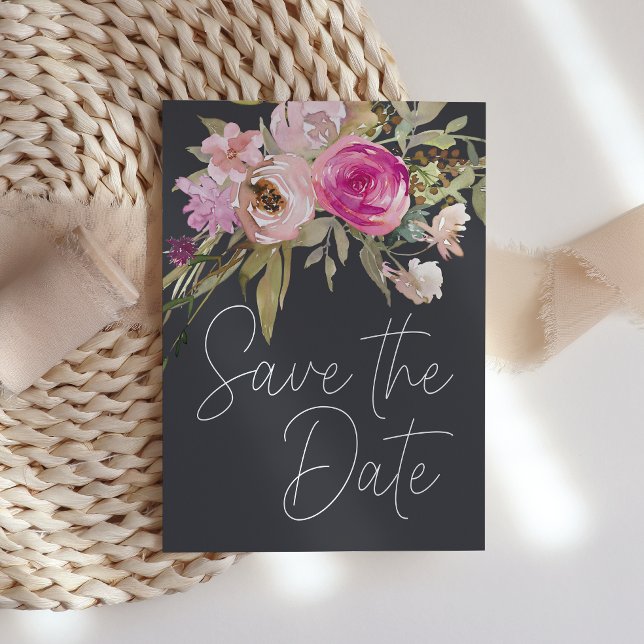 Save The Date Floral de Charbon rose roux (Créateur téléchargé)