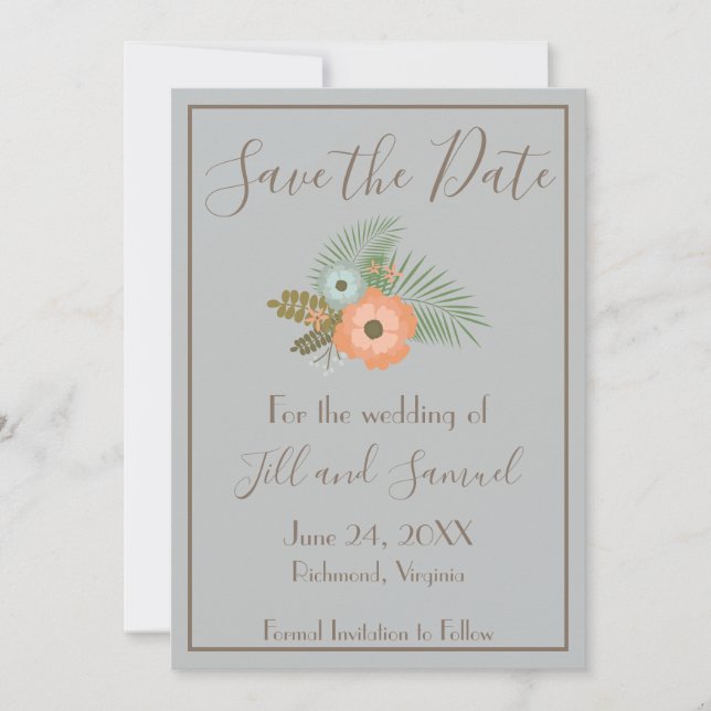 Save The Date Floral de haute qualité (Devant)