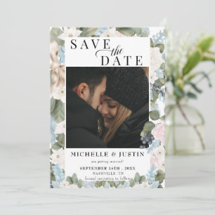 Save The Date Floral d'hiver   Mariage photo rustique