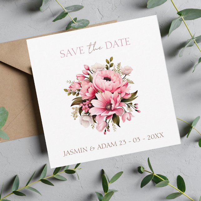 Save The Date Floral Dusty rose Fleur sauvage Jardin d'été maria (Créateur téléchargé)