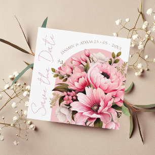 Save The Date Floral Dusty rose Fleur sauvage Jardin d'été maria