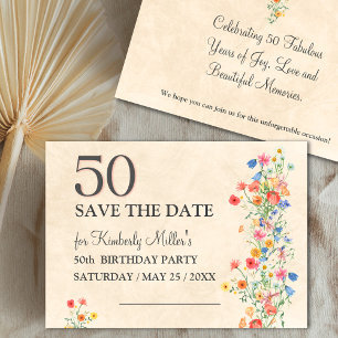 Save The Date Floral élégant fleur 50e anniversaire 50 ans