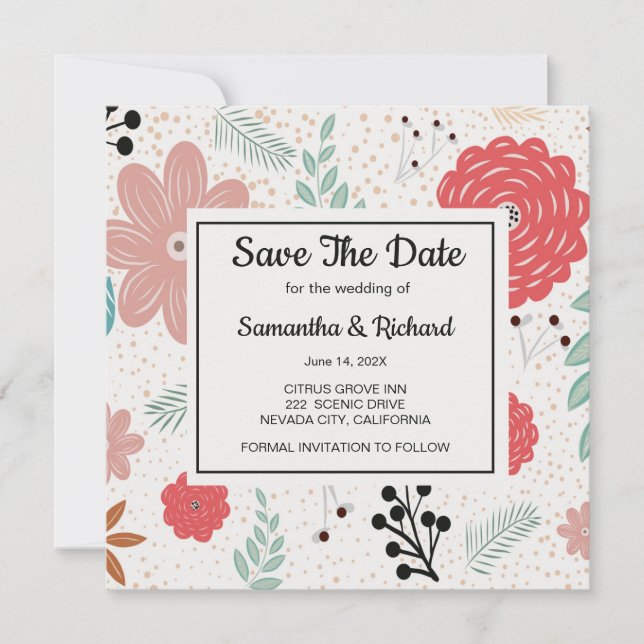 Save The Date Floral Enregistrer La Date (Devant)