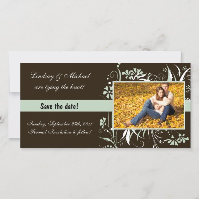 Save The Date Floral Enregistrer la date Mariage - Vert (Devant)