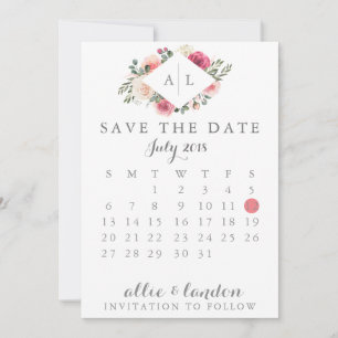 Save The Date Floral Enregistrer le calendrier des dates