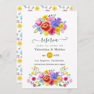 Save The Date Floral espagnol Mariage Fiesta