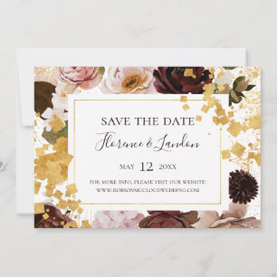 Save The Date Floral flush moderne   Enregistrement horizontal d