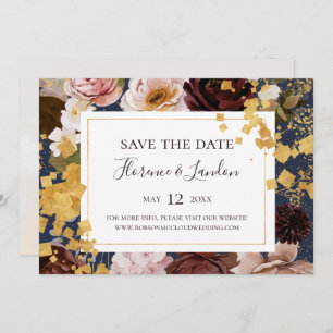 Save The Date Floral flush moderne Marine Horizontal Enregistr