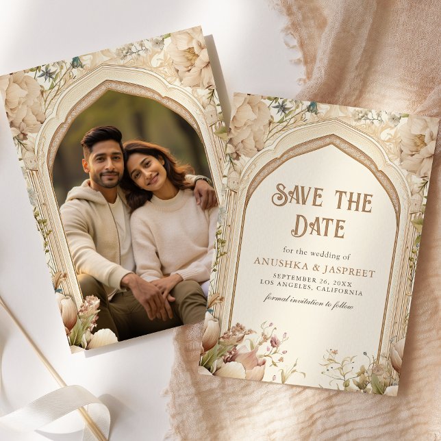 Save The Date Floral Garden Indian Palace Mariage Photo (Créateur téléchargé)