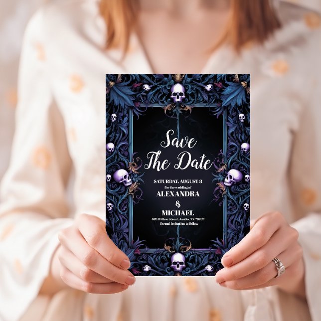 Save The Date Floral Gothique Mariage d'Halloween (Créateur téléchargé)