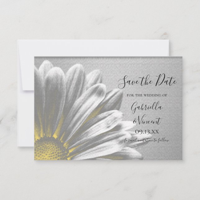 Save The Date Floral Jaune Faits saillants Mariage Enregistrer l (Devant)