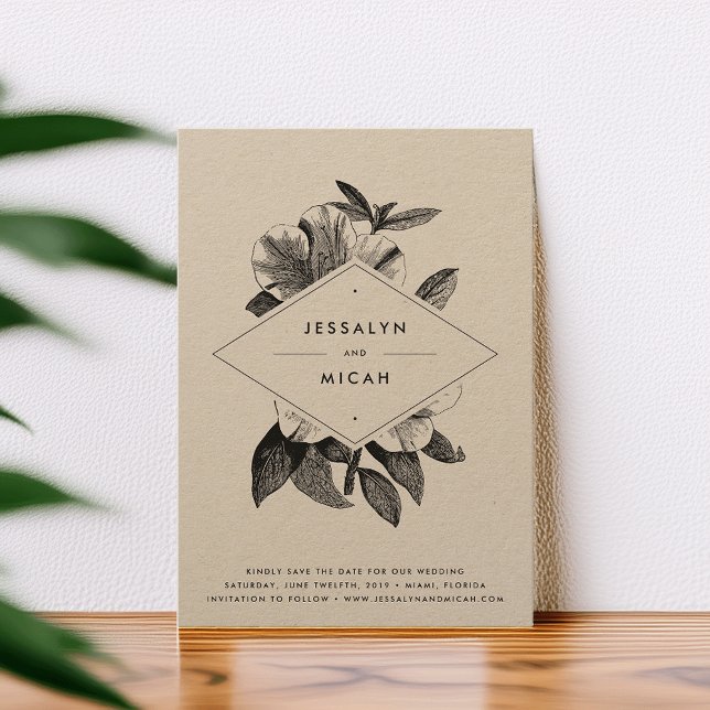 Save The Date Floral Kraft Mariage (Créateur téléchargé)