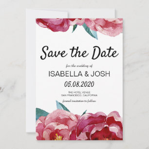 Save The Date Floral Marsala Burgundy Peony Enregistrer la date