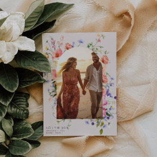 Save The Date Floral meadow coquin   Photo de mariage d'été