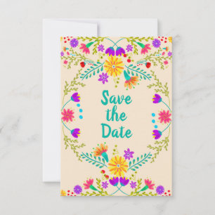 Save The Date Floral Mexican Fiesta & Papel Picado - Champagne