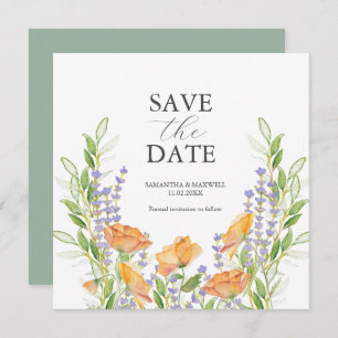 Save The Date Floral Non Photo Wedding Enregistrer La Date Invit