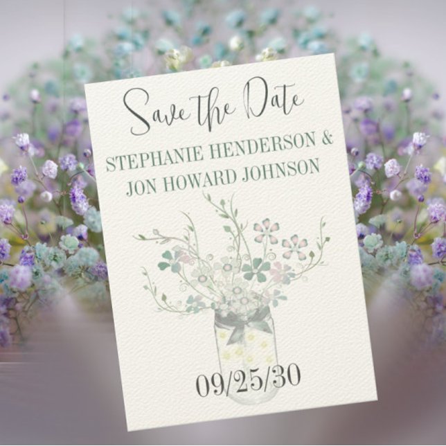Save The Date Floral Pastel Dusty Bleu et Lavande (Créateur téléchargé)