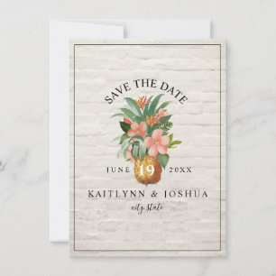 Save The Date Floral Pineappa Brick Beach Mariage photo