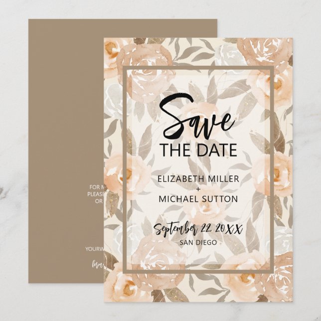 Save The Date Floral QR Code Mariage Enregistrer La Date (Devant / Derrière)