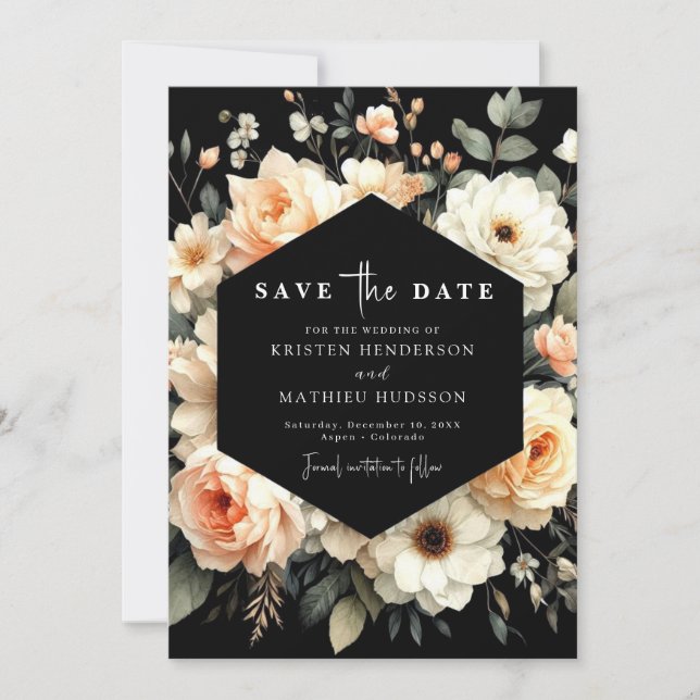 Save The Date Floral Romantic Peach Mariage (Devant)