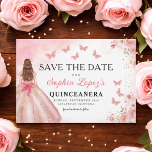 Save The Date Floral rose or princesse Anniversaire Quinceanera