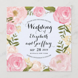 Save The Date Floral rose Vintage moderne Enregistrer la date