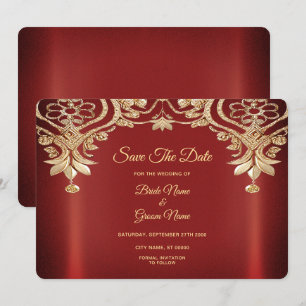 Save The Date Floral Rouge Or Moderne Économisez La Date