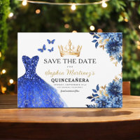 Floral Royal Blue Princess Anniversaire Quinceaner