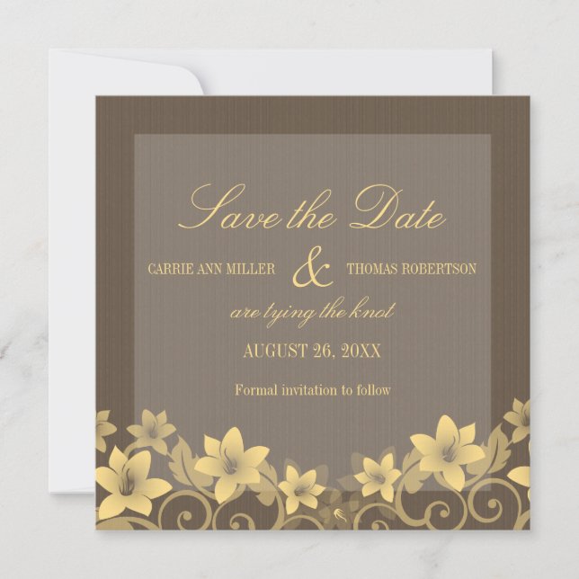 Save The Date Floral rustique jaune Enregistrer l'Invitation de  (Devant)