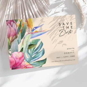 Save The Date Floral tropical coloré   Pêcher horizontalement
