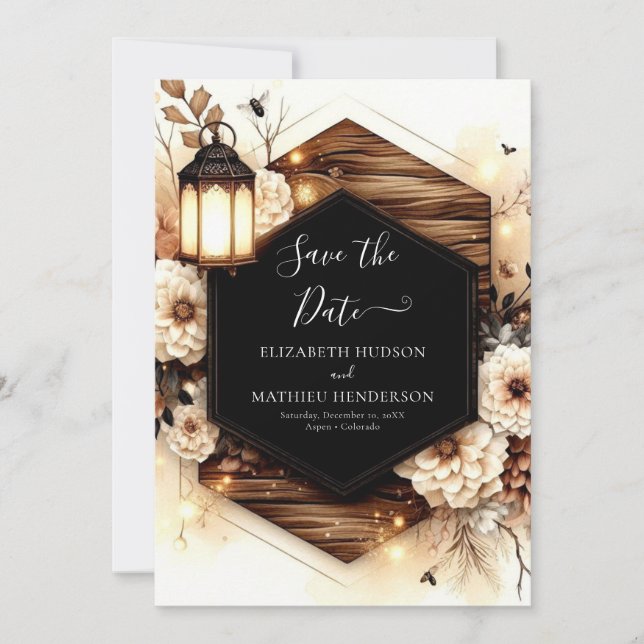Save The Date Floral unique Mariage rustique (Devant)