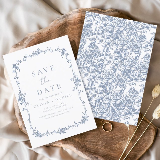 Save The Date Floral victorien Dusty Mariage français (Créateur téléchargé)