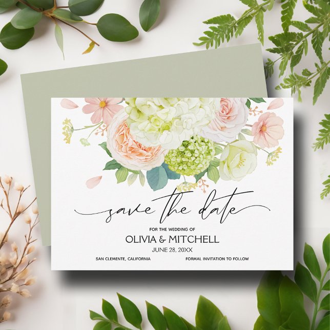 Save The Date Florales élégantes sur Mariage Sage (Créateur téléchargé)