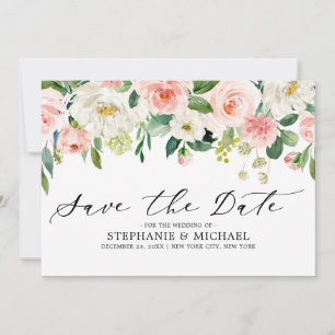 Save The Date Florales rose pâle Mariage botanique moderne