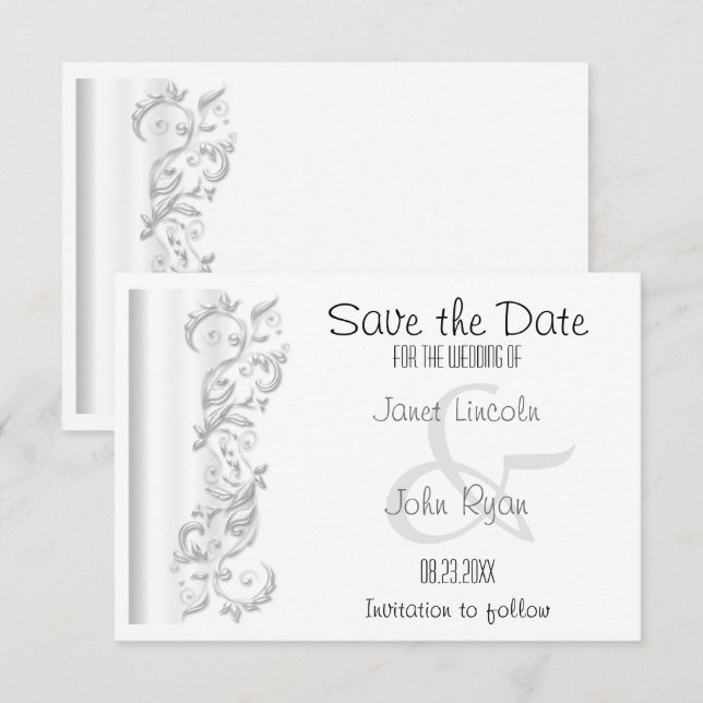 Save The Date Flore blanche Enregistrer la conception de la date (Devant / Derrière)